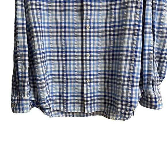 Vineyard Vines Plaid Harbor Shirt Men's Sz L Blue White Long Sleeve Vented Beach - Picture 7 of 15